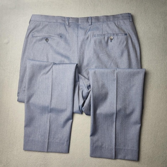 Hugo Boss Dress Pants Mens 36x31 Blue Gray Micro Check Flat Front Suit Sharp - Picture 6 of 15